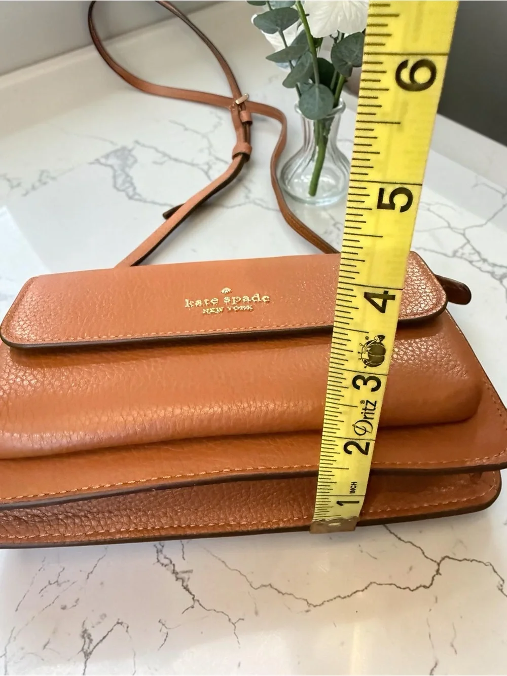 Kate Spade Leila Warm Gingerbread (cognac color)Pebbled Leather Crossbody NWT